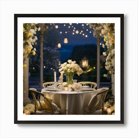 Table Setting At Night Art Print