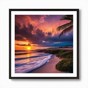 Sunset On The Beach 411 Art Print