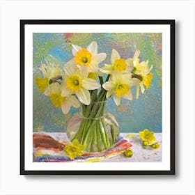 Firefly Vintage Daffodils In A Vase 99014 Art Print