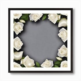 White Roses Frame Art Print