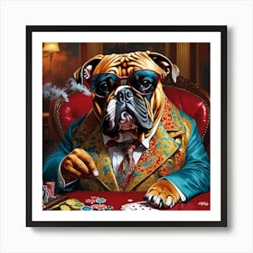 Bulldog At The Poker Table Art Print