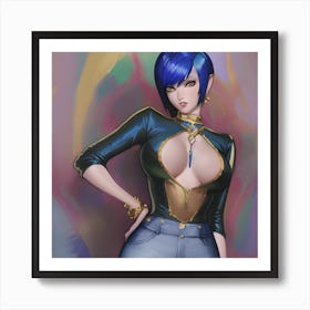 Girl with Blue Jeans Pop Art Art Print