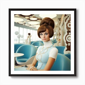 Blue Retro Mod 1960's Airport Lounge Series: #5 Art Print