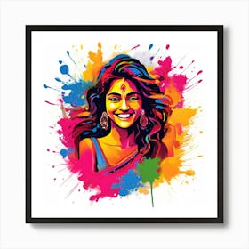 Vector Colorful Festive Celebration Joy Vibrant Culture Tradition Hindu Spring Happiness (10) Art Print