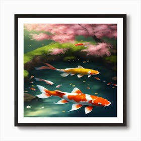 Koi Fish In The Pond 1 Art Print