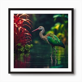 Red Eyed Green Bird of the Tropical Lagoon Art Print