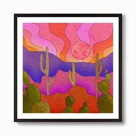 Blooming Cacti Square Art Print
