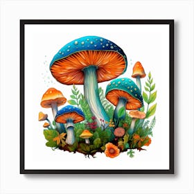 Mushrooms In The Forest 83 Art Print