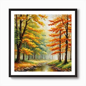 Forest In Autumn In Minimalist Style Square Composition 282 Art Print
