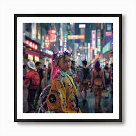 Cyber Girl Tokyo Art Print