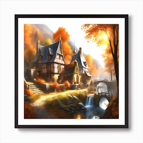 Autumn Village Art Print