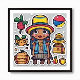 Colombian Festivities Sticker 2d Cute Fantasy Dreamy Vector Illustration 2d Flat Centered By (14) Art Print