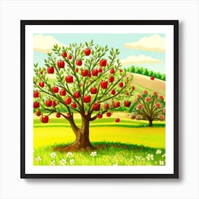 Apple Tree In The Field Art Print