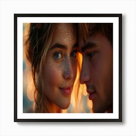 Couple Looking At Each Other At Sunset Art Print