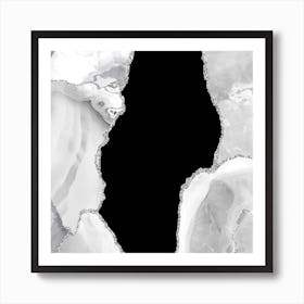 White & Silver Agate Texture 03 Art Print