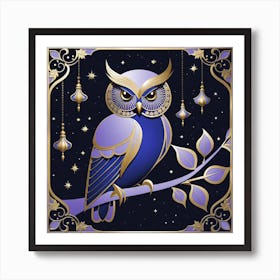 Owl on a branch 3 Art Print