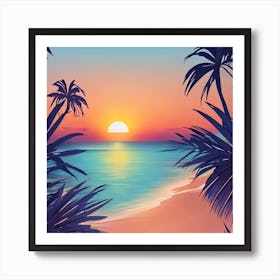 Sunset At The Beach Art Print