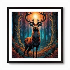 Deer In The Forest 59 Art Print