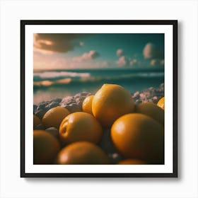 Lemons On The Beach Art Print
