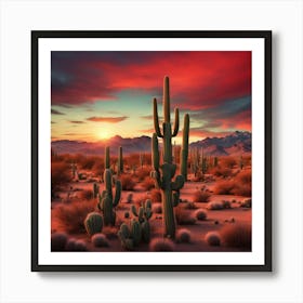 Red Sky In A Desert Art Print