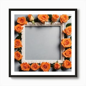 Frame With Orange Roses Art Print