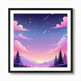 Sky With Twinkling Stars In Pastel Colors Square Composition 100 Art Print