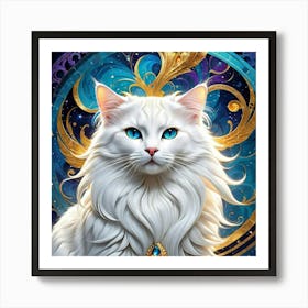 White Cat With Blue Eyes fhh Art Print