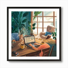 Man on computer Art Print