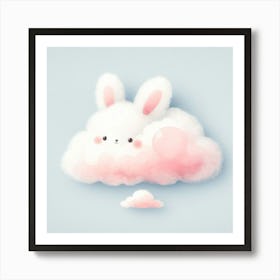 Cute Pink Bunny Cloud Art Print