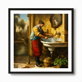 Man Washing His Hands Art Print