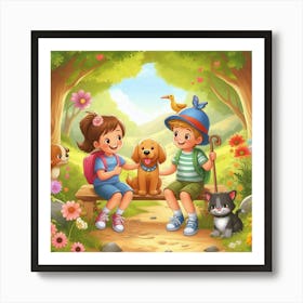 Children At The Park Art Print