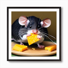 Surrealism Art Print | Mouse Holds Cheese With All Ears Art Print