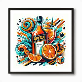 Aperol Spritz Orange And Ice Art Print