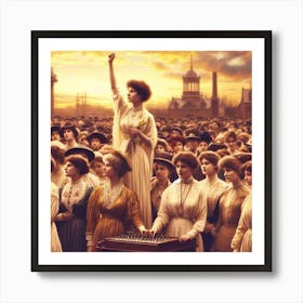 Woman In Front Of A Crowd Art Print