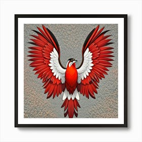 Pajaro Blanco Y Rojo Art Print