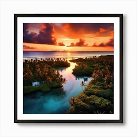 Landscape Sunset Islands Miami Florida Art Print