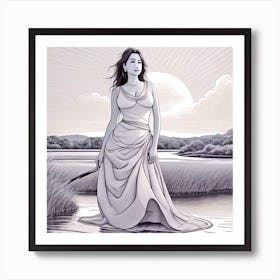 Woman In A White Dress 4 Art Print