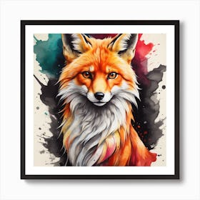 Red Fox, wall art, painting design Art Print