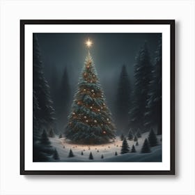 Christmas Tree In The Forest 8 Art Print