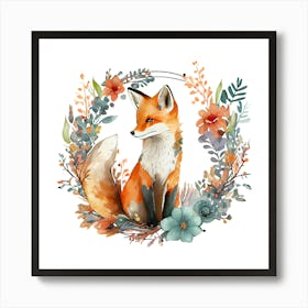 Fox In A Wreath Art Print Art Print