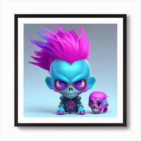 Luna A 3d Hd Cartoon Character With Pink And Blue Hair Funny 1 Art Print