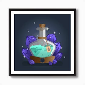 Potion Bottle With Crystals Art Print