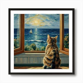 Cat Looking Out The Window 7 Art Print