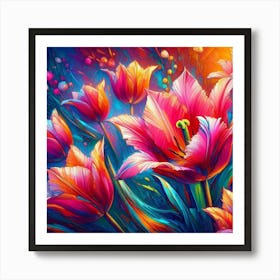 Colorful Tulips Art Print