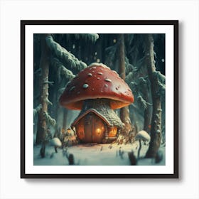 Red mushroom shaped like a hut  Art Print