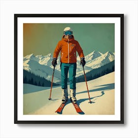 Default Retro Ski 3 Square Art 0 Art Print