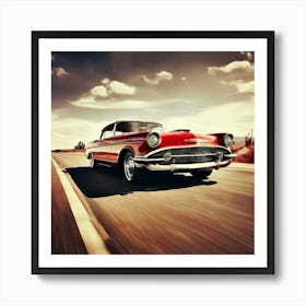 Road Street Fast Transport Speed Auto Wheel Drive Red White Vehicle Car Transportation 2 1 Art Print