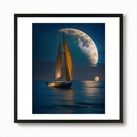 Sailboat At Night Art Print