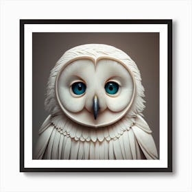 White Owl A Perfectly White Owl Of White Whisp Print Art Print