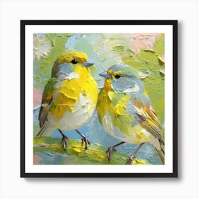 Firefly A Modern Illustration Of 2 Beautiful Sparrows Together In Neutral Colors Of Taupe, Gray, Tan (58) Art Print